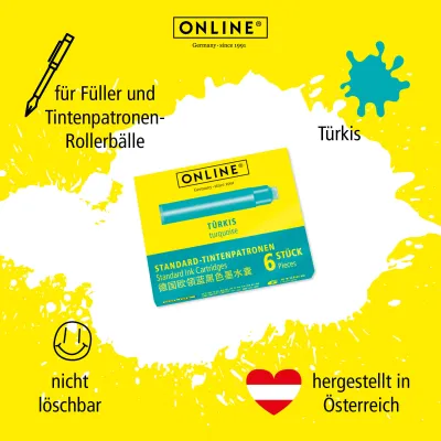 ONLINE Turquoise Standard Ink Cartridges 6 Pieces