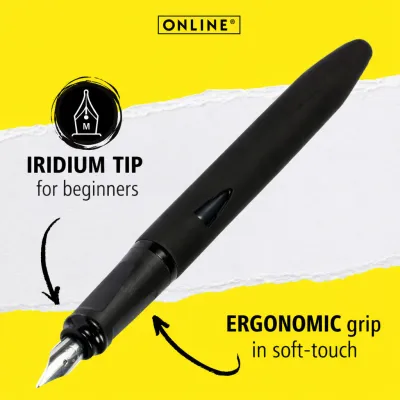 ONLINE Switch Nero Fountain Pen A-Nib – 3 Pieces Pack | Iridium Tip | Soft Grip