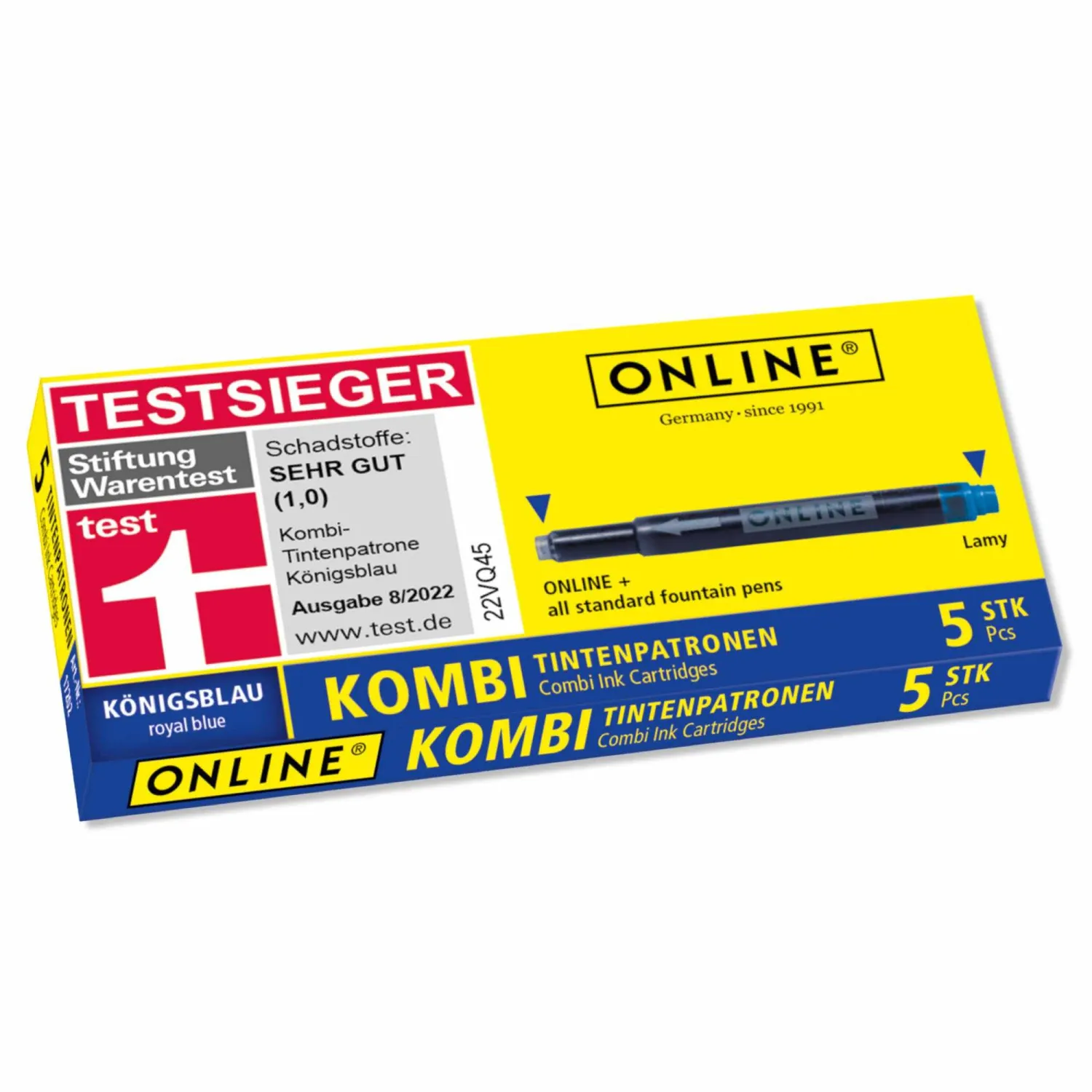 ONLINE Combi Ink Cartridges Rabazzi Blue 5 Pack for Fountain and Rollerball Pens – Made in Austria