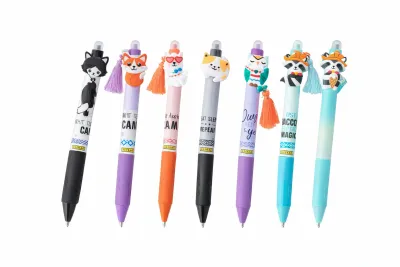 ONLINE MAGIXX Fun Charm Erasable Gel Pen – Owl, Fox, Lama, Raccoon, Cat &amp; Lemur