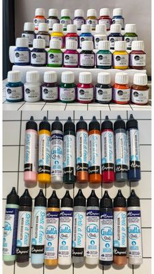 H. Dupont Arasilk Complete Silk Painting Set featuring 31 x 50 ml Arasilk silk paint colours and 19 x 25 ml assorted Gutta ap