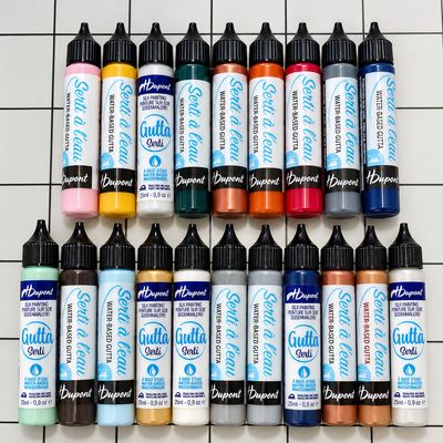 HDupont Gutta Serti set of 19 colours in 25ml ready-to-use silk painting resist applicator tubes