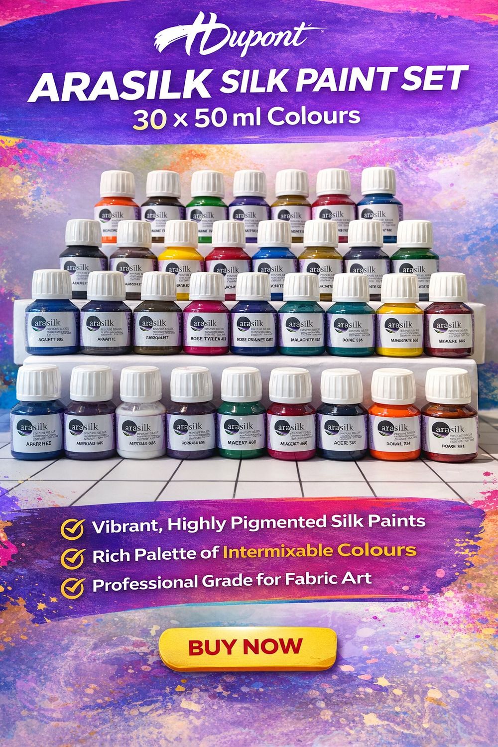 HDupont Arasilk 30 colour set 50 ml silk paints