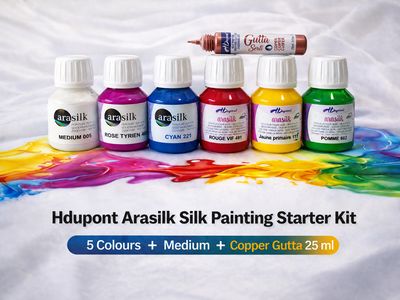 Hdupont Arasilk 50 ml Silk Painting Kit – 5 Colours + Medium + Copper Gutta 25 ml