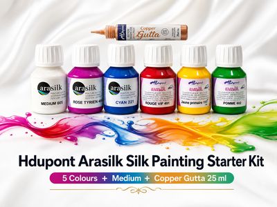Hdupont Arasilk 50 ml Silk Painting Kit – 5 Colours + Medium + Copper Gutta 25 ml