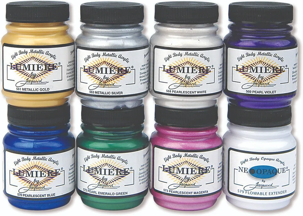 Jacquard Lumiere 8-Color Set – Metallic &amp; Pearlescent Fabric Paint