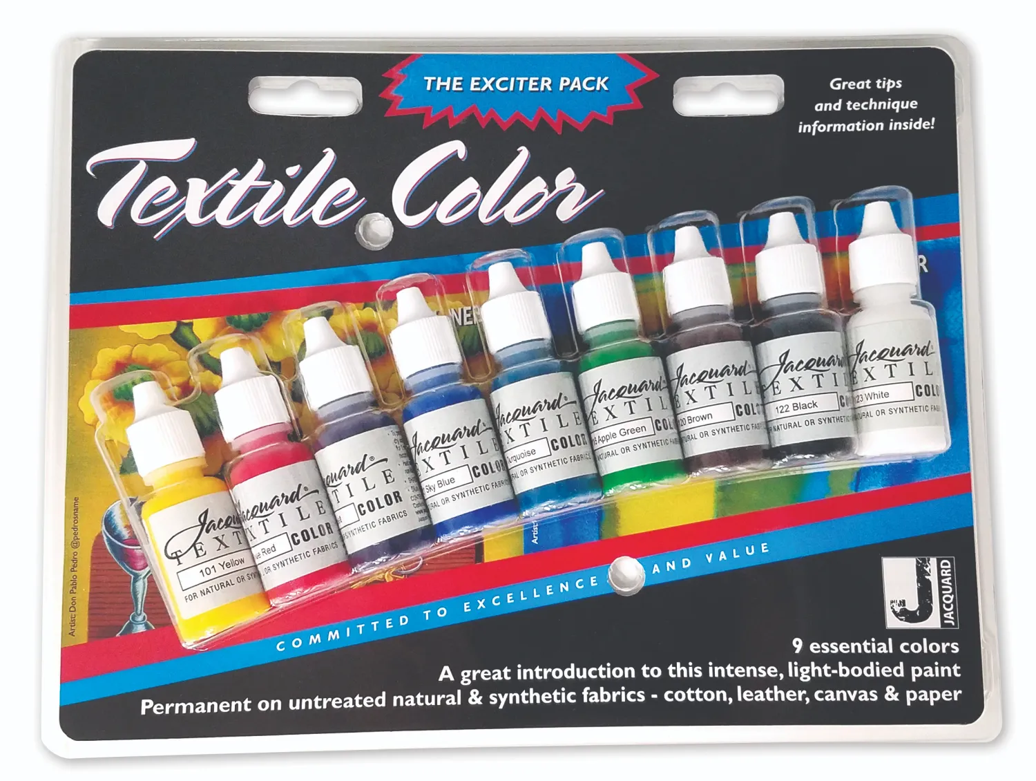 Jacquard textile colors exciter pack 9 color fabric paint set