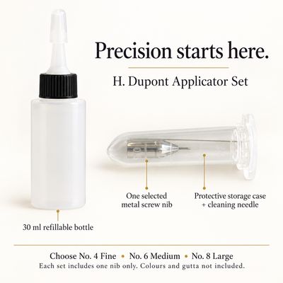 HDupont 30 ml gutta applicator bottle with black screw cap and one metal screw nib in a clear protective case