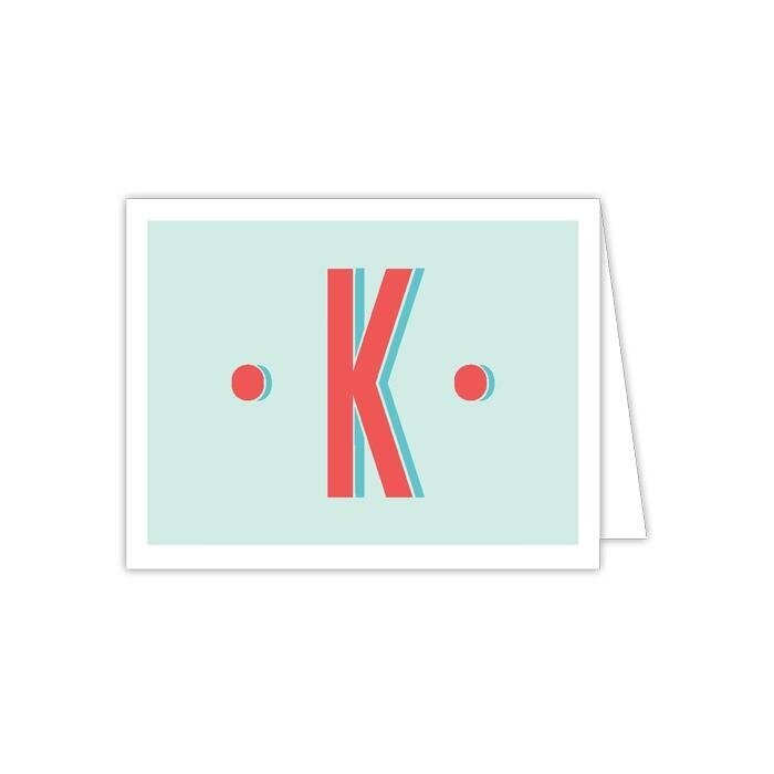 Color Block Monogram K Foldover Note