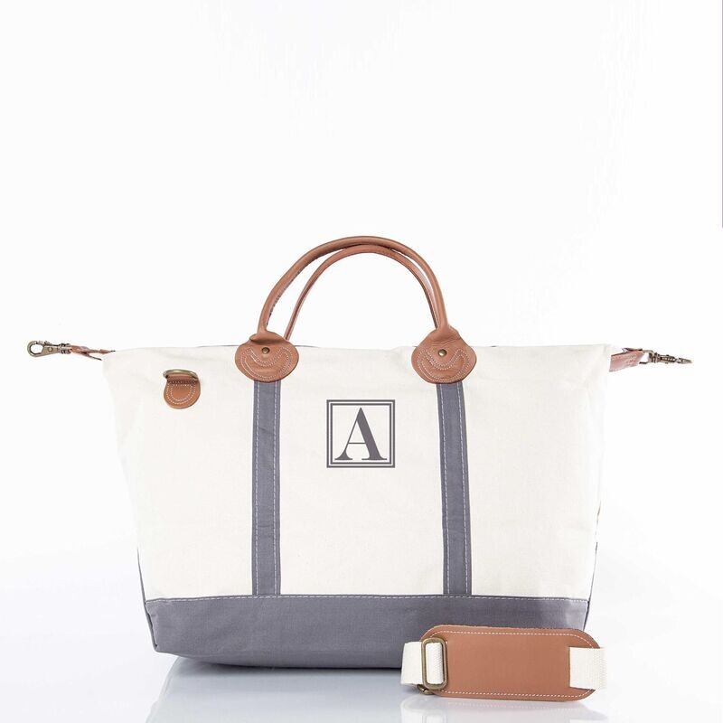 Grey Monogrammed Weekender