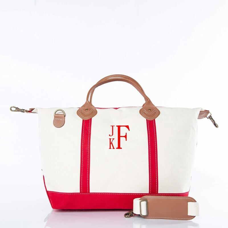 Red Monogrammed Weekender