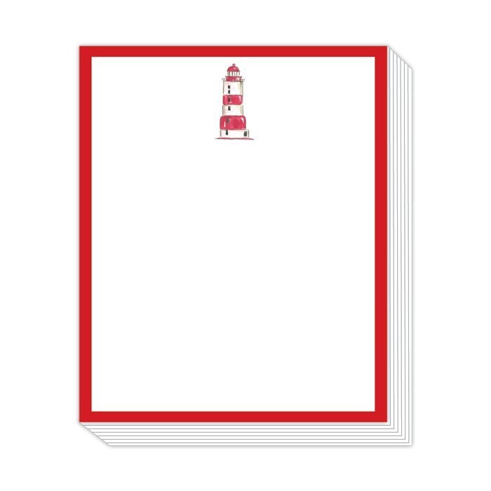 Hand Painted Lighthouse with Red Border