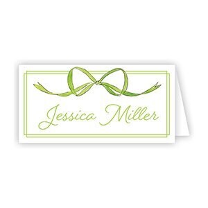 Place Card - Hand painted Kelly Bow and Border