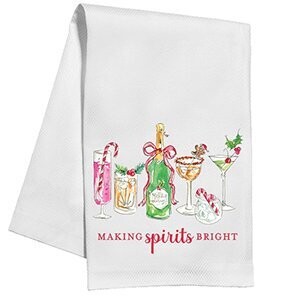 Hand painted Holiday Cocktails Kitchen Towel
