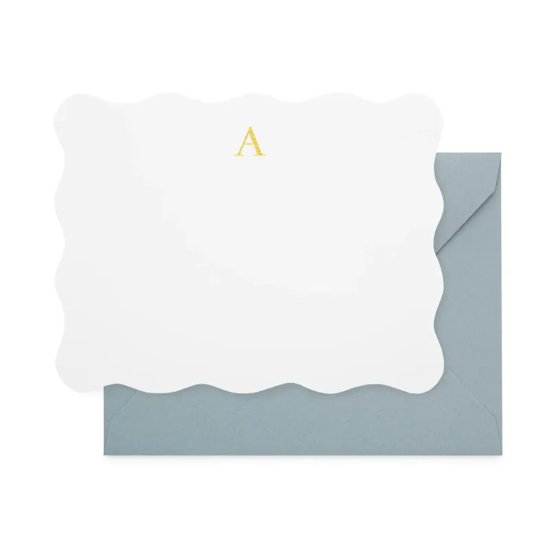 Blue Scallop Monogram Note Set
