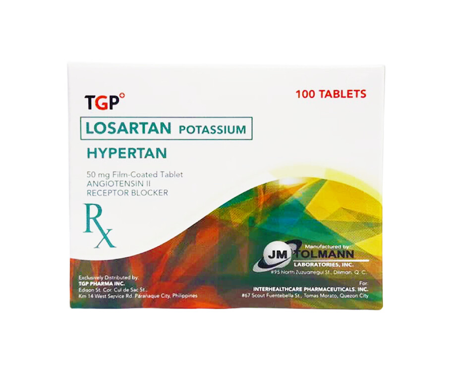 TGP Losartan Potassium Hypertan 50mg Film-Coated 100 Tablets