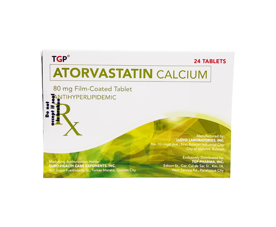 TGP Atorvastatin Calcium 80mg Film-Coated 24 Tablets