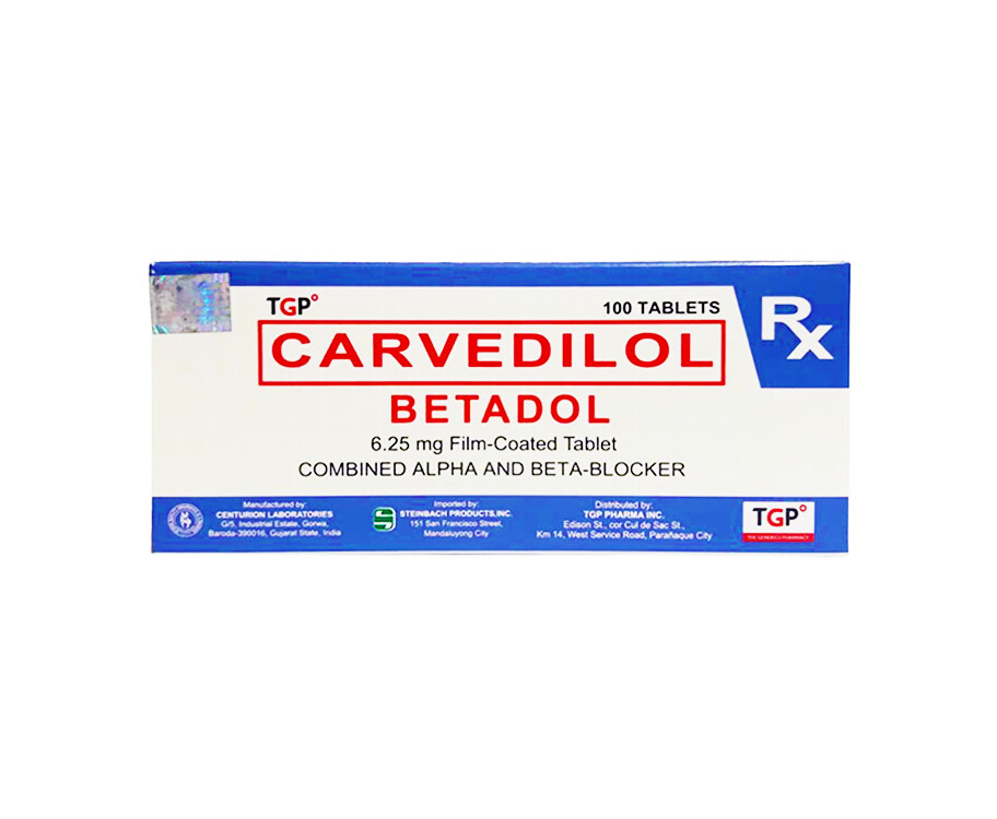 TGP Carvedilol Betadil 6.25mg Film-Coated 100 Tablets