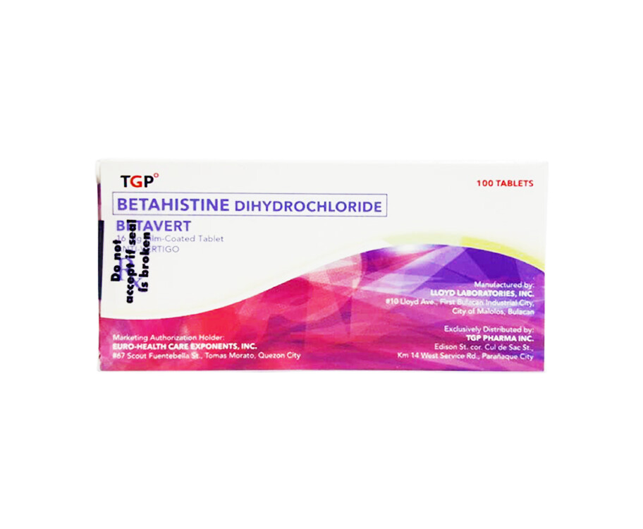 TGP Betavert Betahistine Dihydrochloride 16mg Film-Coated 100 Tablets