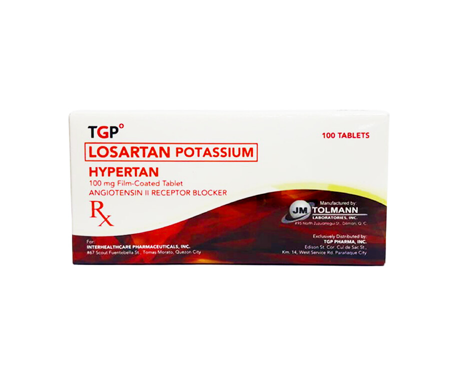TGP Losartan Potassium Hypertan 100mg Film-Coated 100 Tablets