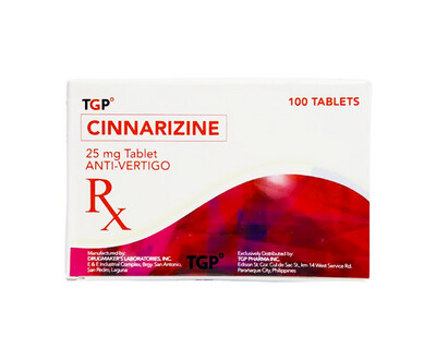 TGP Cinnarizine 25mg 100 Tablets Anti-Vertigo
