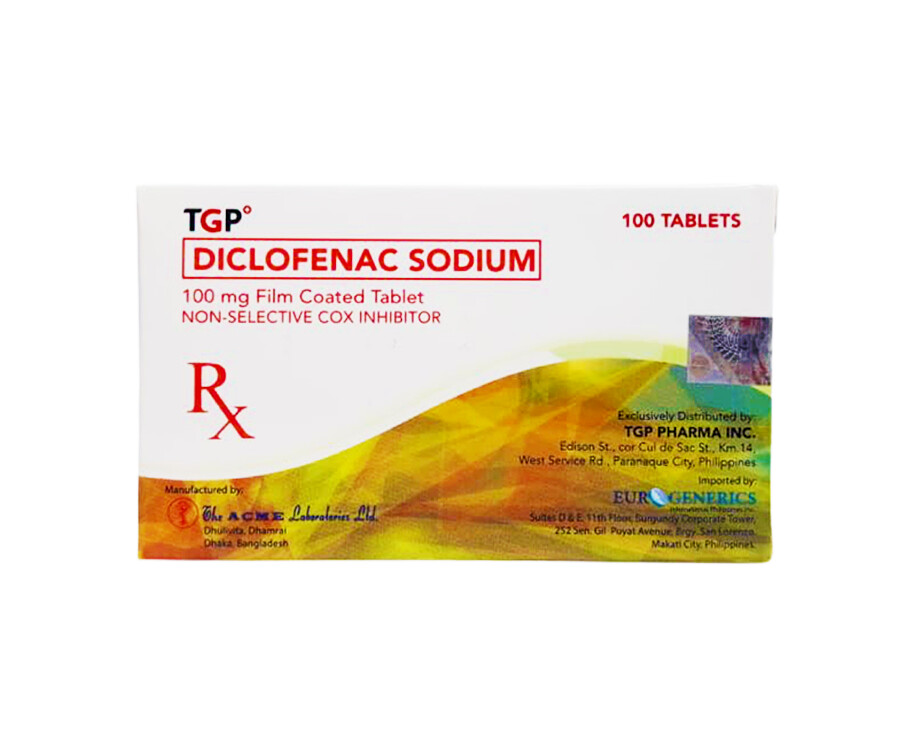 TGP Diclofenac Sodium 100mg Film-Coated 100 Tablets
