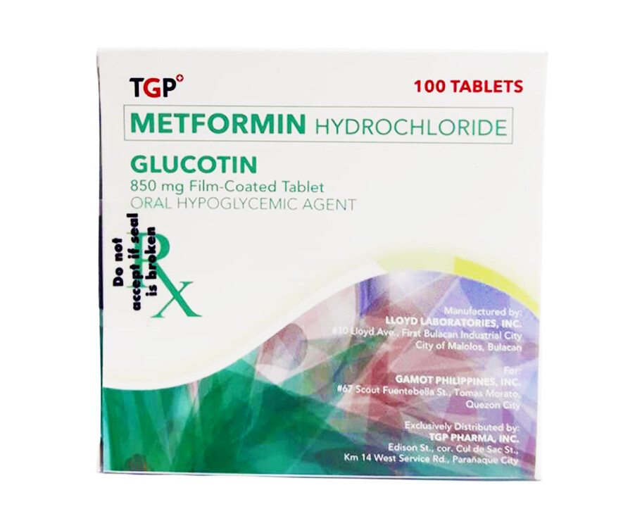 TGP Metformin Hydrochloride Glucotin 850mg Film-Coated 100 Tablets