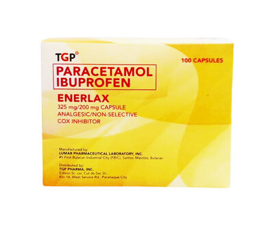 TGP Paracetamol Ibuprofen Enerlax 325mg/ 200mg 100 Capsules