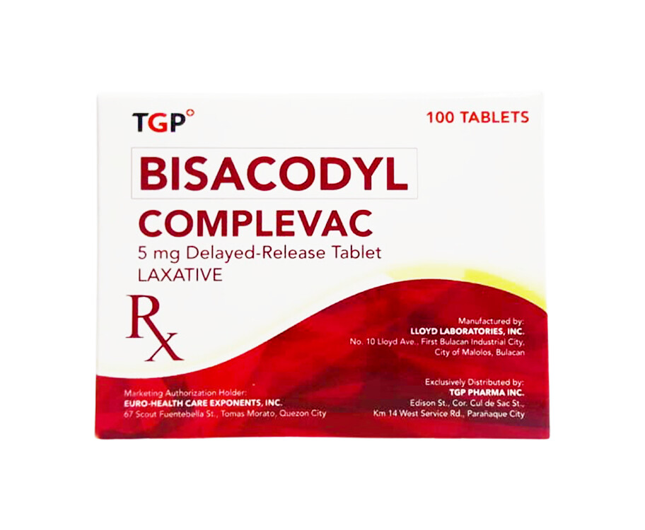 TGP Bisacodyl Complevac 5mg Delayed-Released 100 Tablets Laxative