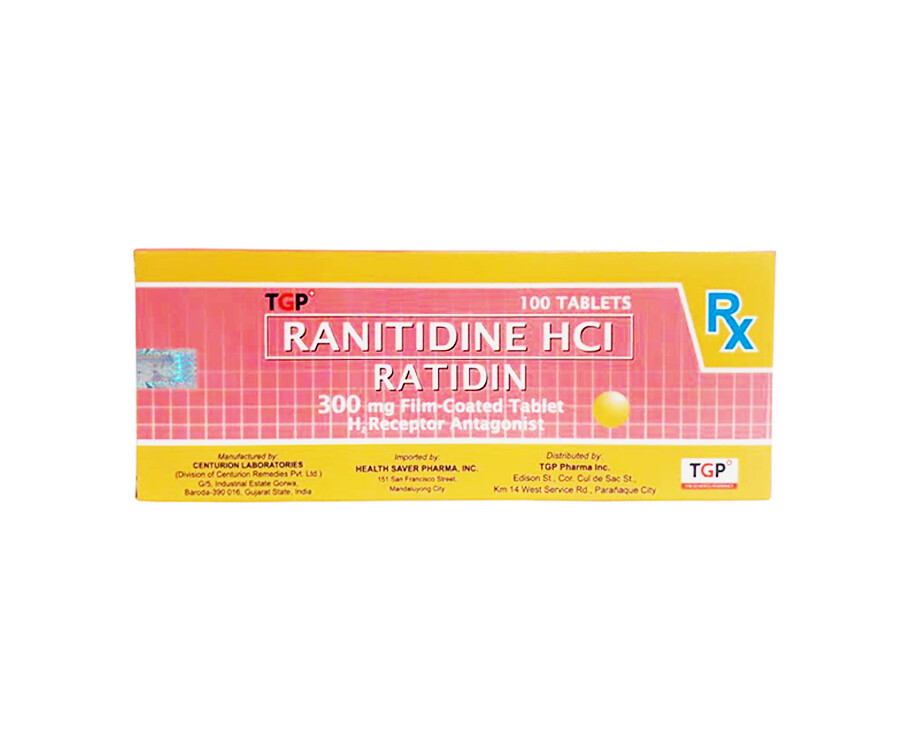 TGP Ranitidine HCI Ratidin 300mg Film-Coated 100 Tablets