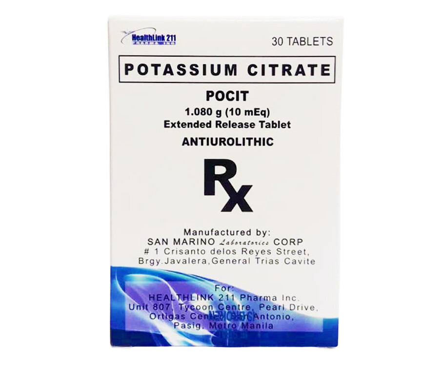 TGP Potassium Citrate Pocit 1.080g (10 mEq) Extended Release 30 Tablets