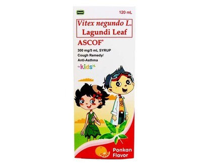 Pascual Ascof Lagundi Leaf Kids Ponkan Flavor 300mg/ 5mL Syrup 120mL