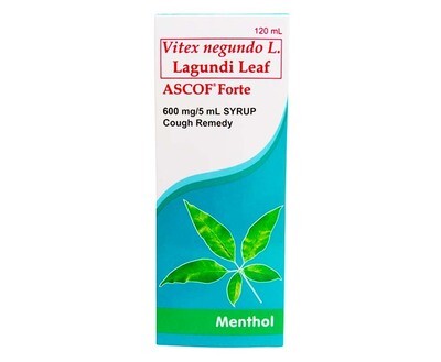 Ascof Forte Lagundi Leaf Menthol 600mg/ 5mL Cough Remedy Syrup Menthol 120mL