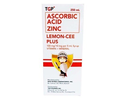 TGP Ascorbic Acid Zinc Lemon-Cee Plus 100mg/ 10mg per 5mL Mango Flavor Syrup 250mL