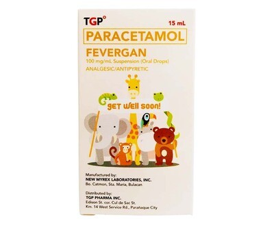TGP Paracetamol Fevergan Suspension (Oral Drops) Orange Flavor 100mg/ mL 15mL