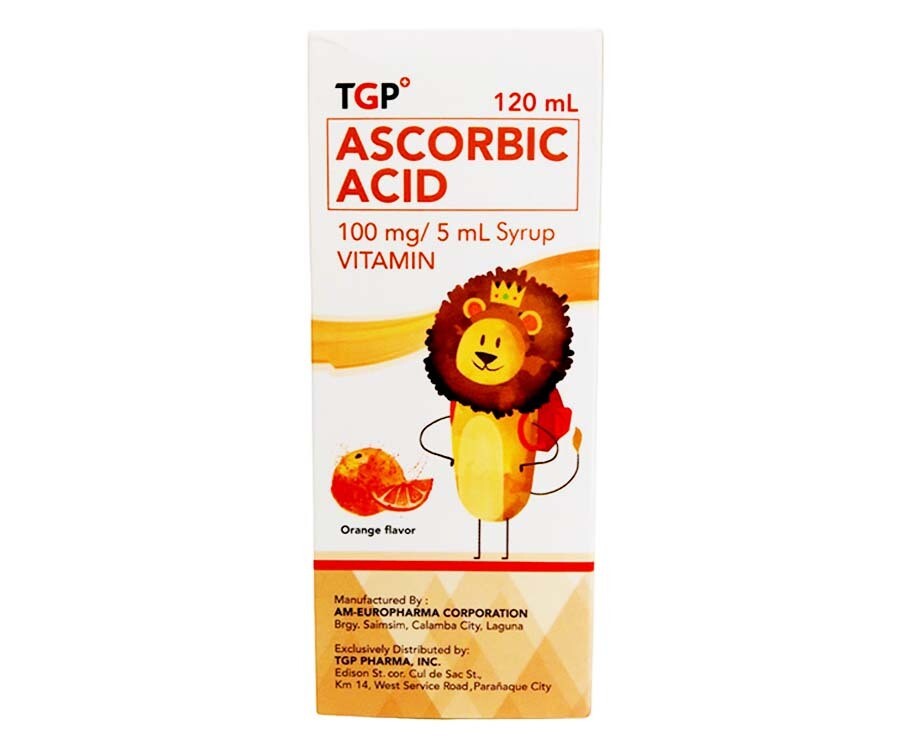 TGP Ascorbic Acid Vitamin Orange Flavor Syrup 100mg/ 5mL Syrup 120mL