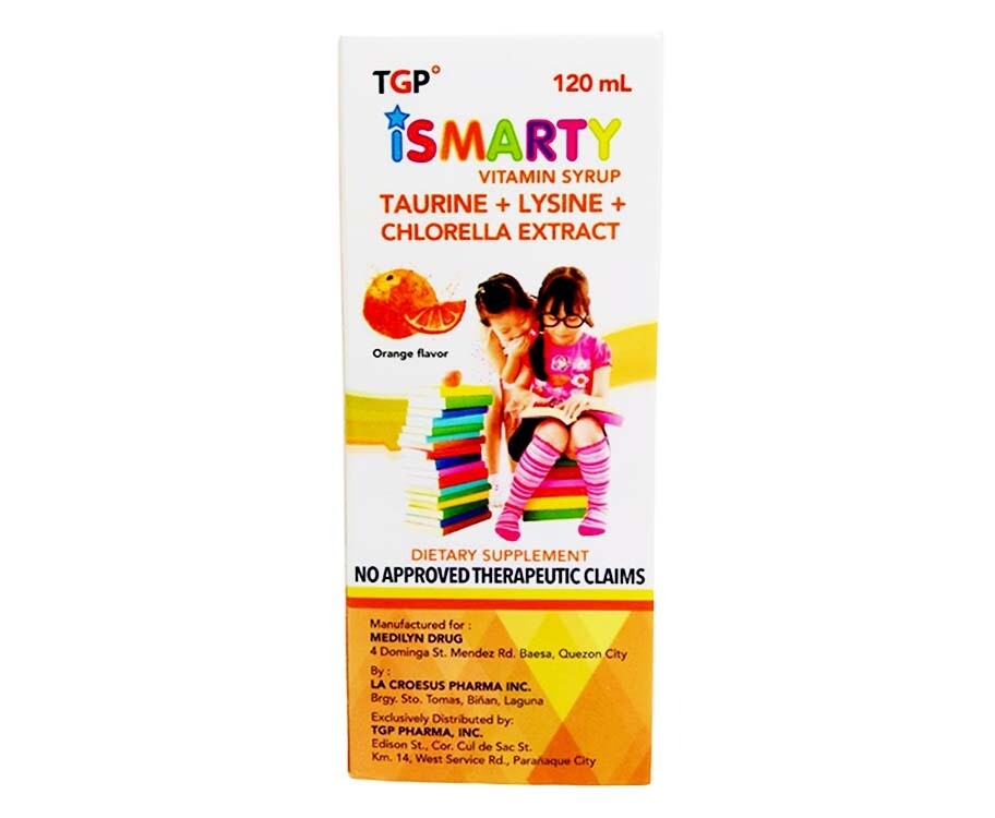 TGP iSmarty Vitamin Syrup Taurine + Lysine + Chlorella Extract Orange Flavor 120mL