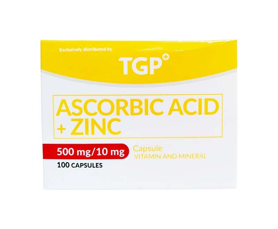 TGP Ascorbic Acid + Zinc 500mg/ 10mg 100 Capsules