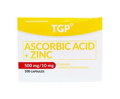 TGP Ascorbic Acid + Zinc 500mg/ 10mg 100 Capsules