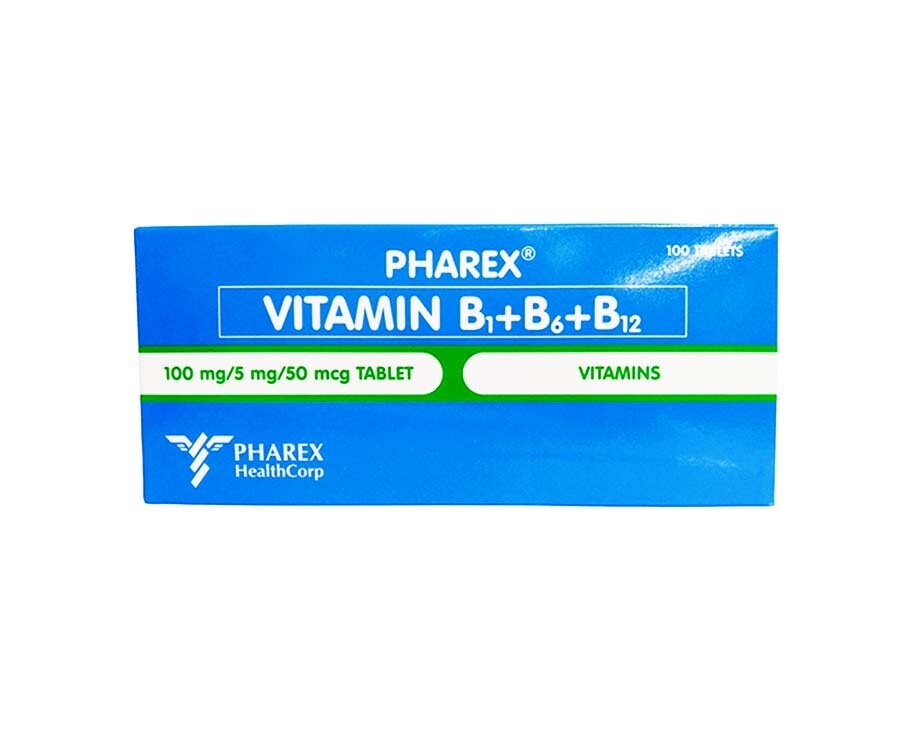 TGP Pharex Vitamin B1 + B6 + B12 100mg/ 5mg/ 50mcg 100 Tablets