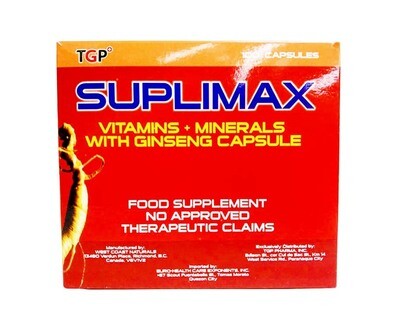 TGP Suplimax Vitamins + Minerals with Ginseng Capsule 100 Capsules