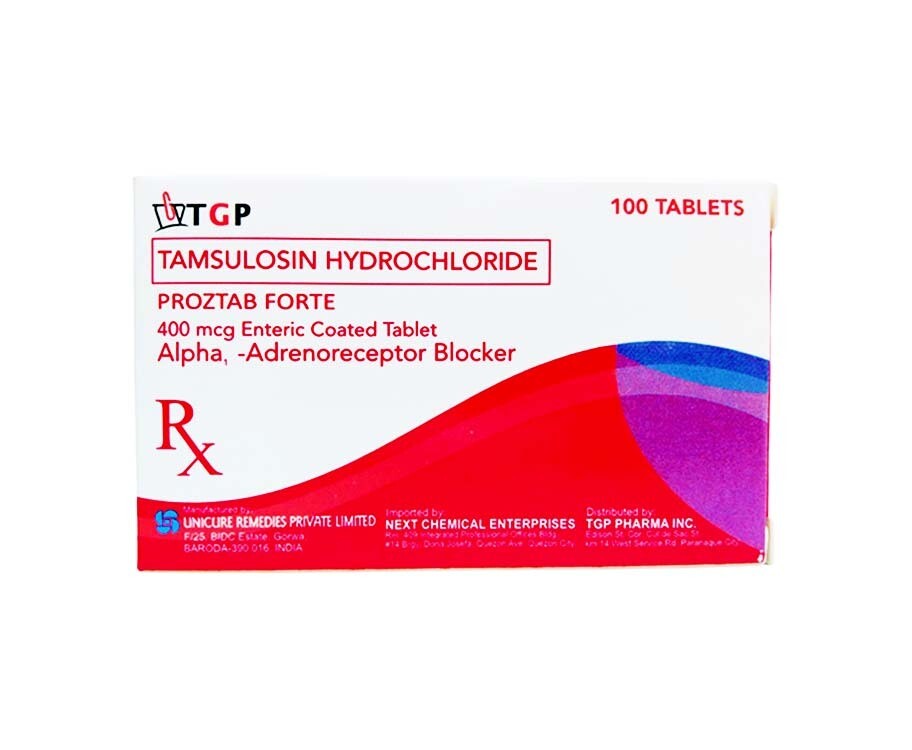 TGP Tamsulosin Hydrochloride Proztab Forte 400mcg Enteric Coated 100 Tablets