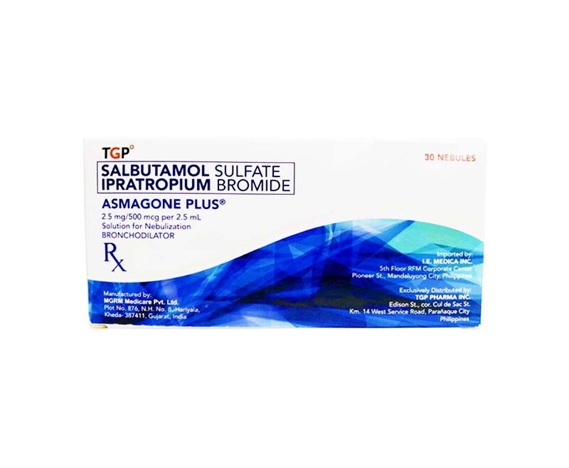 TGP Salbutamol Sulfate Ipratropium Bromide Asmagone Plus 2.5mg/ 500mcg per 2.5mL 30 Nebules