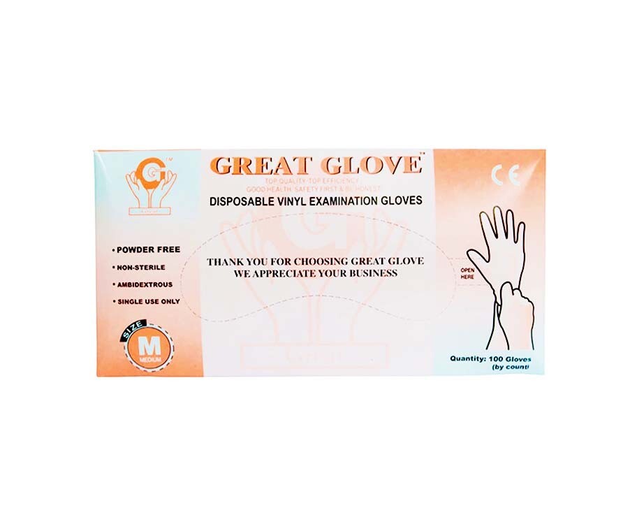 Great Love Disposable Vinyl Examination Gloves Medium 100 Pieces