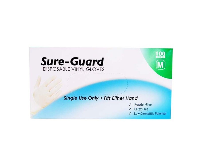 Sure-Guard Disposable Vinyl Gloves Medium 100 Pieces