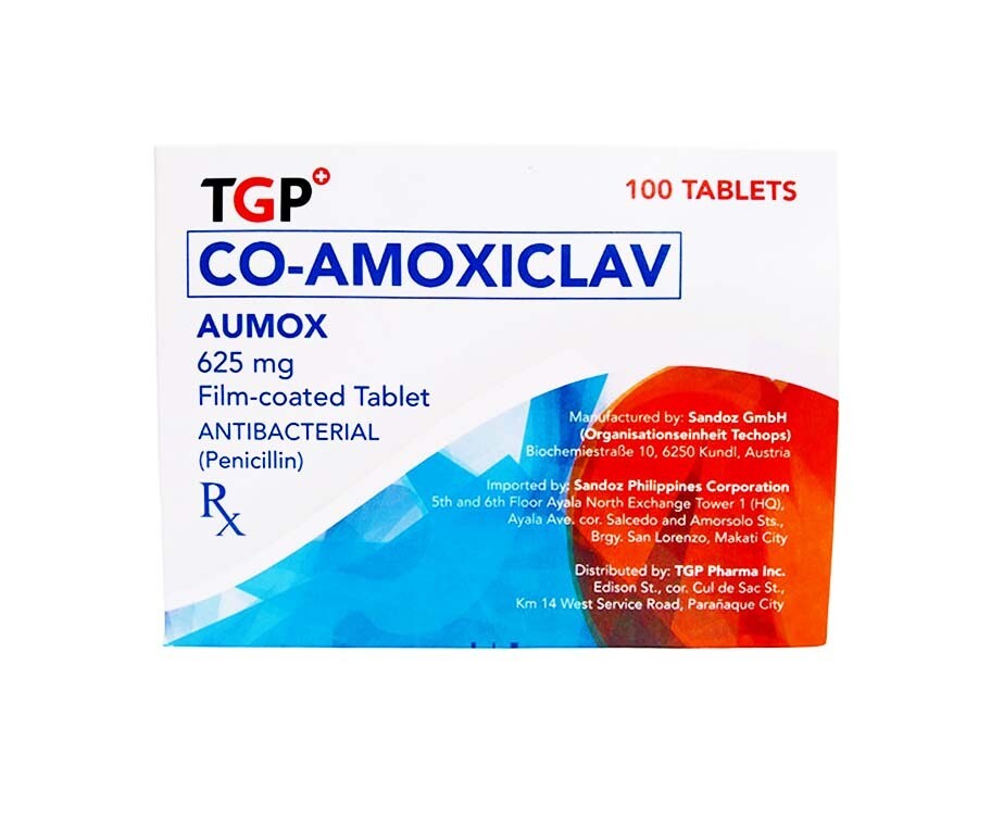 TGP Aumox Co-Amoxiclav 625mg Film-Coated 100 Tablets