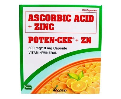 Pascual Poten-Cee + Zn Ascorbic Acid + Zinc 500mg/ 10mg 100 Capsules