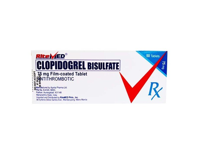 RiteMed Clopidogrel Bisulfate 75mg 50 Film-Coated Tablet
