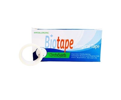 Biotape Surgical Tape Hypoallergenic 1/2 Inch x 5 Yards 24 Rolls