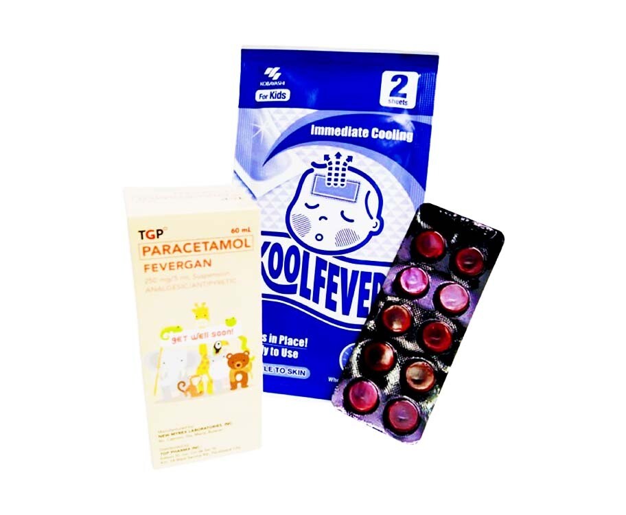 TGP Paracetamol Fevergan Syrup 60mL + Kool Fever for Kids + Free Ascorbic Acid 500mg Tablet